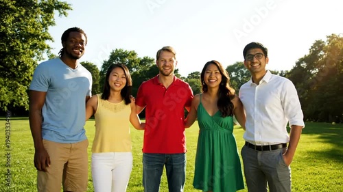Friends Enjoying Sunny Day in Park