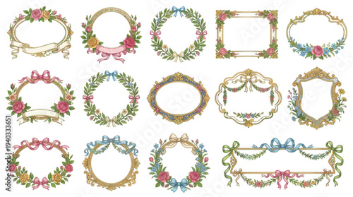 Elegant Floral Frames and Wreaths Collection for Wedding Invitations