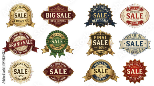 Vintage sale badges collection for marketing promotions