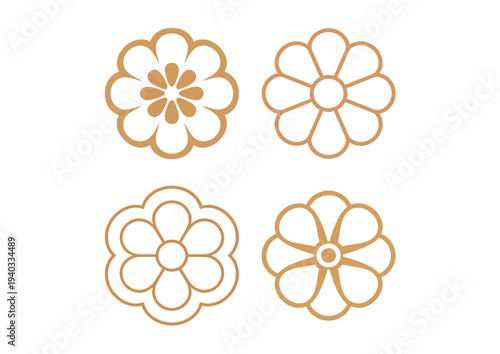 4 Simple Floral Mandala Icons for Feminine Logo and Stationery Design
