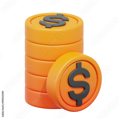Stacked Coin: Illustrates a pile of coins, each marked with a dollar symbol, representing wealth and value.