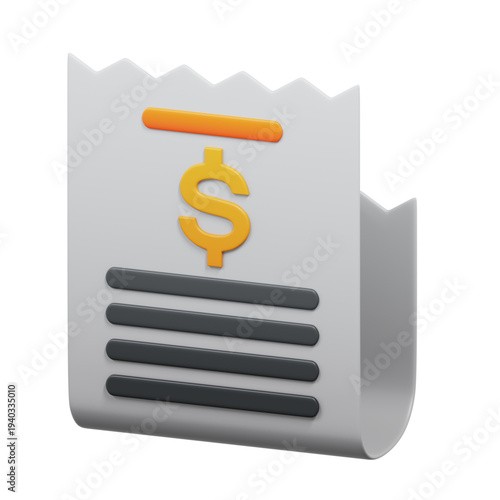 Payment Receipt Icon: Illustrating a receipt with dollar symbol and horizontal bar to show a financial transaction, which embodies the essence of commerce, transactions, and monetary exchange
