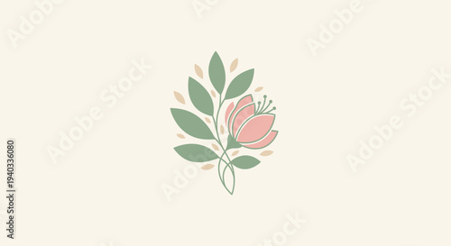 A beautiful vintage vector illustration set of pink floral flowers and leaves featuring a decorative spring bouquet pattern and natural garden ornaments for elegant wallpaper or card design