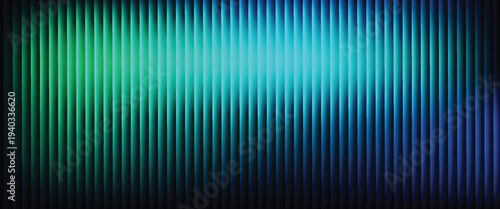 Futuristic neon texture with vibrant shades of blue green gradients and bright smooth fluted vertical lines. Bold dynamic design blending smooth tones and radiant colors for modern visual art project