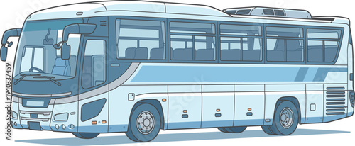 大型観光バスの外観イラスト（旅行・交通イメージ）