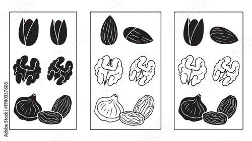 Garlic Cloves Illustration Set in Minimalist Style with Monochromatic Color Scheme on White Background for Culinary Use
