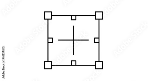 Geometric Square with Center Crosshair and Corner Markers