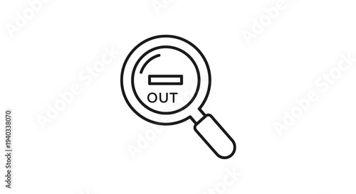 Magnifying Glass with "OUT" Text and Minus Symbol - Concept of Exclusion or Removal