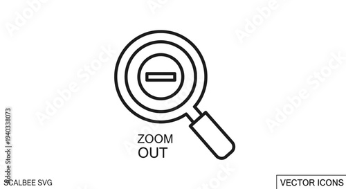 Magnifying glass with minus sign icon for zoom out, search, and analysis