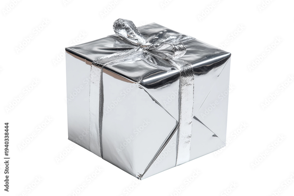 Fototapeta premium Silver Metallic Packaging Material for Elegant Wrapping Isolated on Transparent Background