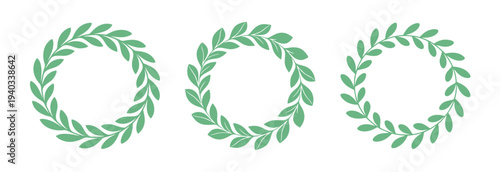 3 Green Laurel Wreath Vector for Award, Success, and Achievement Design