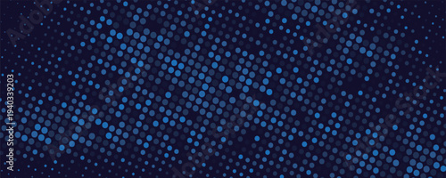 High speed dot moving technology concept. stripes halftone with blue light. speed movement pattern and motion blur over dark blue background. Vector Illustration.