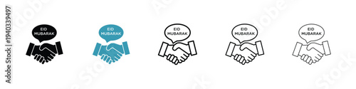 Handshaking icon in line art style on white background for graphic and web design.