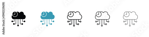 High server uptime icon in line art style on white background for graphic and web design.