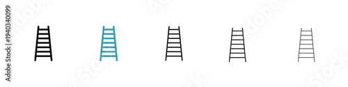 Ladder icon in line art style on white background for graphic and web design.