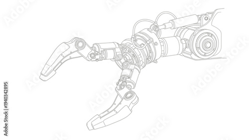 Robot Hand Mechanical Claw Gripper Illustration.