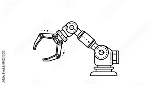 Industrial Robot Arm Mechanical Device Illustration.