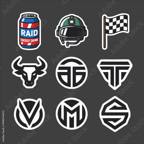 Military Equipment Icons Set – Tactical Gear and Survival Tools Vector Pack