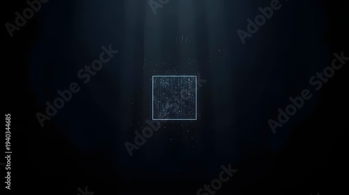 Mysterious Data Cube: In the depths of the unknown, a glowing data cube emerges, its intricate surface hinting at complex information and the secrets it holds.