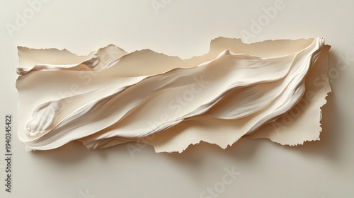 Abstract Cream-Colored Paper Rips, Flowing Form