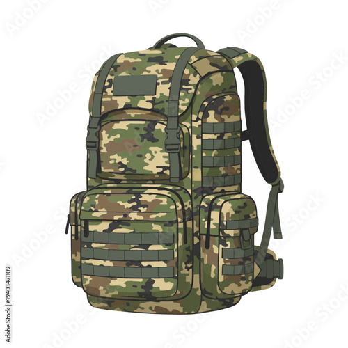 Camo Military Backpack with Multiple Pockets.