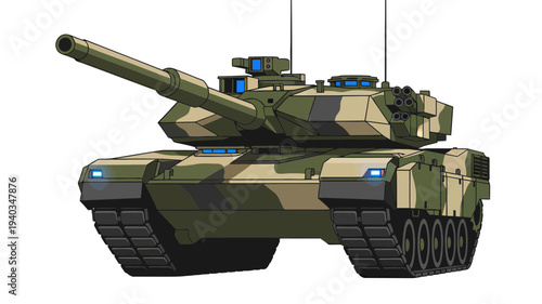 Military Tank Vehicle Camouflage Illustration.