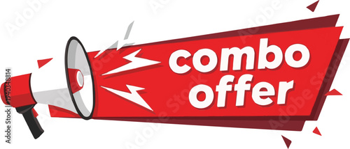 Red Megaphone Announcing a Combo Offer with Energetic Lightning Graphics announcement
