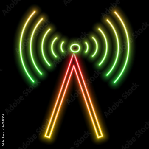 Vector signal wifi sign neon effect. Fully vector effect without raster effects. Editable color
