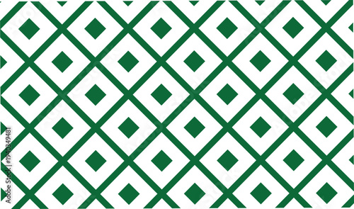 Green diamond pattern seamless on checkerboard background, geometric rhombus grid, natural and fresh design for organic themes, backgrounds and decorative purposes