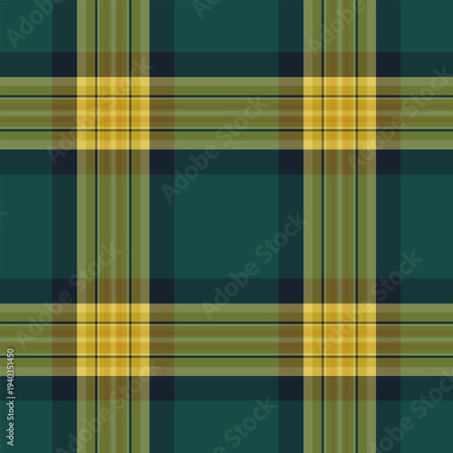 Paisley pattern check plaid, direct vector seamless texture. Winter fabric tartan textile background in yellow and lime colors.