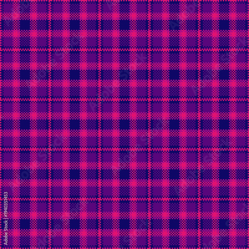 Kitchen seamless texture plaid, conceptual textile fabric pattern. Overlayed tartan check vector background in pink and purple colors.