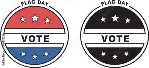 Flag day voting buttons patriotic symbols for citizens