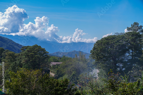 Wallpaper Mural Mountain Town Surrounded by Pine Forest Under Blue Sky Torontodigital.ca