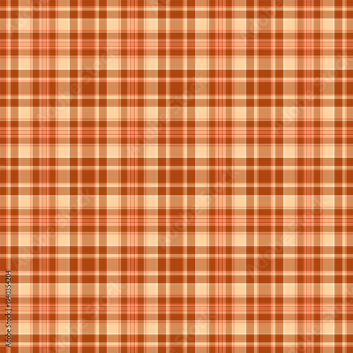 Tee texture plaid background, tablecloth tartan seamless vector. Furry check pattern fabric textile in orange and red colors.
