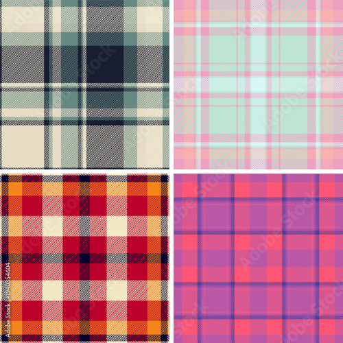 New Year plaid set designed for digital backgrounds. Ideal for themed wallpapers, website headers, and banners. Vector files adapt resolutions.