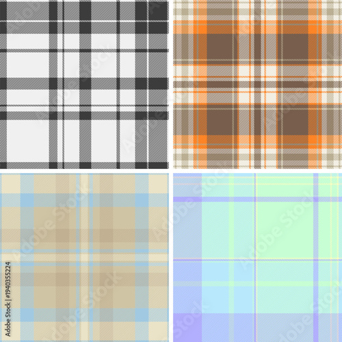 Plaid bundle for composition books. Seamless tartan patterns bring style to school and office supplies. Vector paths remain clean.