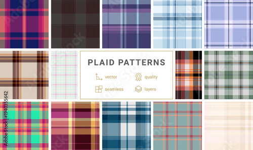 Seasonal tartan bundle built for brand storytelling. Autumn plaid supports narrative driven visuals. Seamless vectors maintain rhythm.