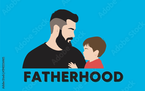 Heartwarming father's day illustration of a loving father and son bonding together