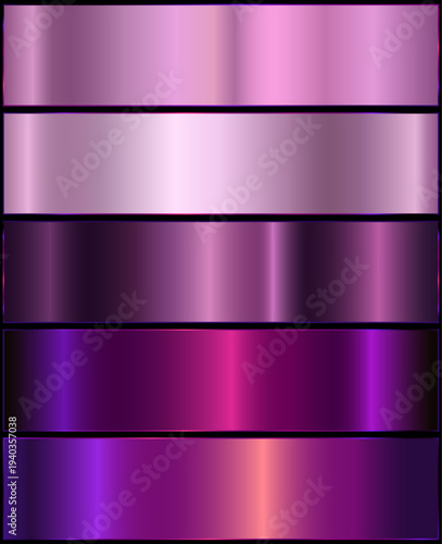 Purple gradients collection. purple metallic. Premium purple gradient swatch palette set