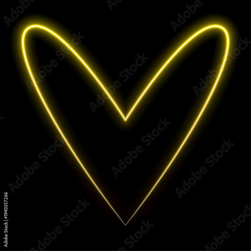 Vector Neon Hearts. Isolated on the Black Background with Backlight