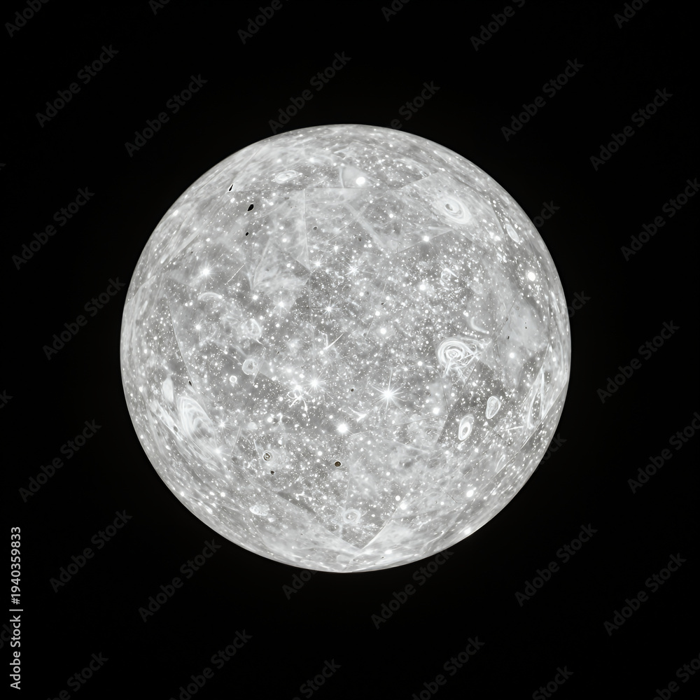 Obraz premium Realistic High-Resolution Image of the Planet Mercury Showing Its Cratered Surface and Polar Ice Deposits Against a Black Space Background