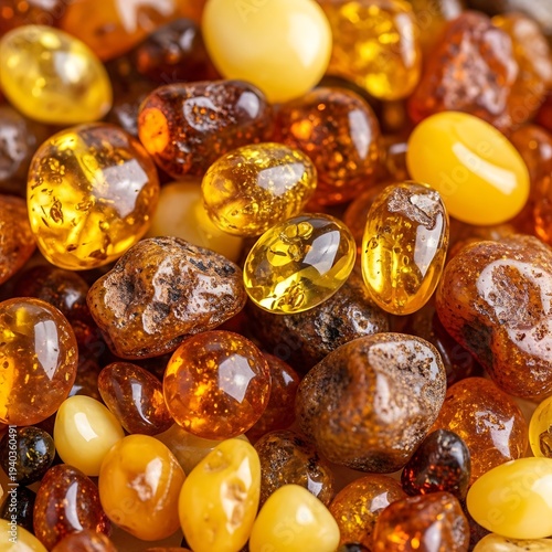 Wallpaper Mural Assorted Amber Stones and Jewels Closeup. Torontodigital.ca