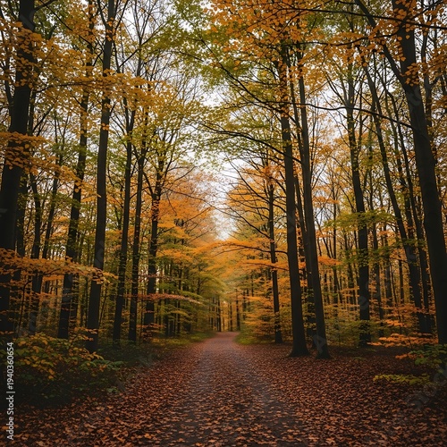 Wallpaper Mural Autumn Forest Pathway with Fallen Leaves. Torontodigital.ca