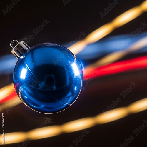 Wallpaper Mural Blue Christmas Ornament Hanging Decoration. Torontodigital.ca