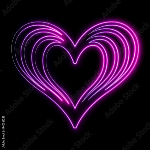 Outline neon burning heart icon. Glowing neon heart with fire, blazing love pictogram. Hot passion, love flame, blazing feeling, passion flame and fire. Vector icon set, silhouette and symbol for UI