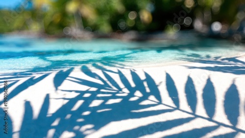 Palm fronds cast gentle shadows on warm sand.