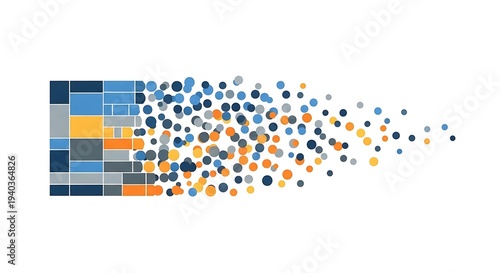 Colorful Dots and Squares Abstract Pattern.