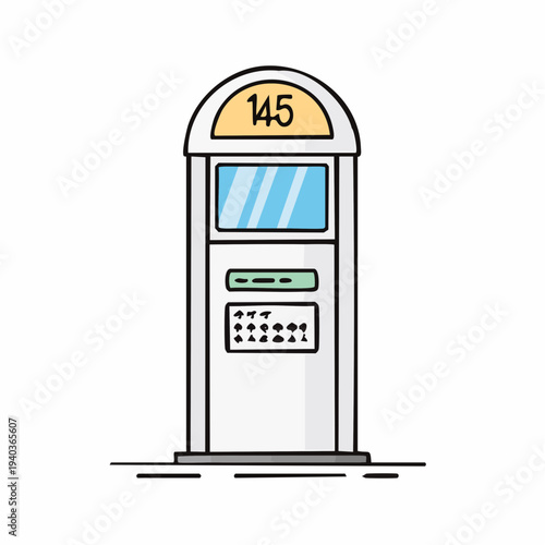 Vector illustration of a modern parking meter with digital display.