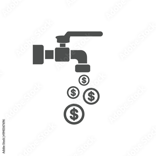 vector flat design of water faucet spouting money presenting a flood of gifts