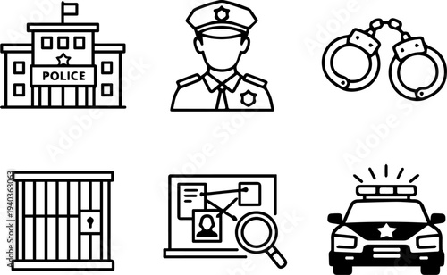 Police law enforcement security icons. Vector